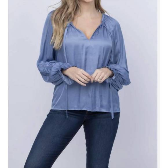 NEW RAMY BROOK blake blouse in steel blue - Picture 1 of 3